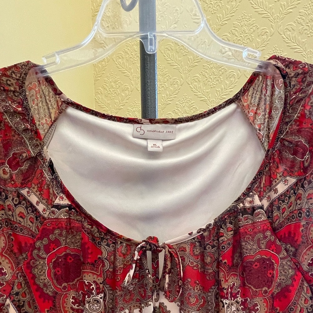 XL Christopher and Banks Boho Dress Top Red